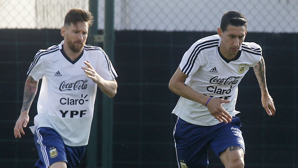 Messi and Di Maria put through their paces.