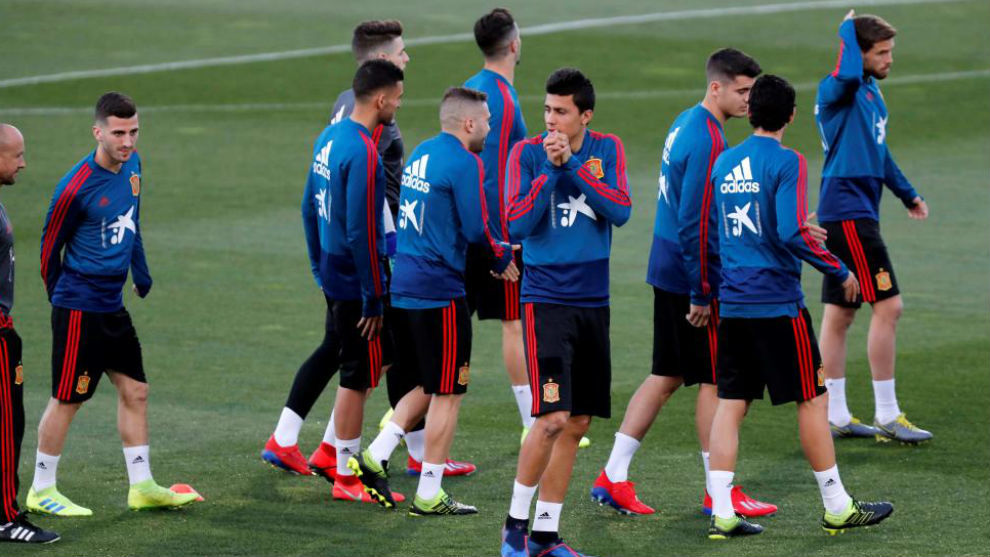 The Spain squad in training at Las Rozas.
