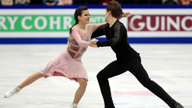 Sara Hurtado y Kirill Jalyavin, durante la danza libre en el Mundial.
