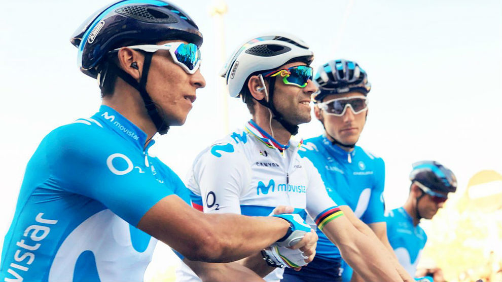 Nairo Quintana, junto a Valverde y Soler en Matar.