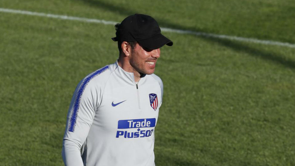 Simeone during an Atletico training session.