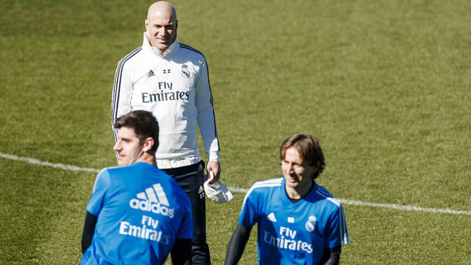 Zinedine Zidane, Thibaut Courtois and Luka Modric