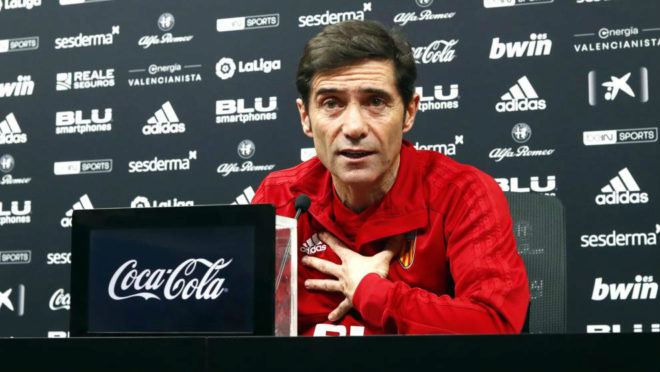 Marcelino during his press conference.