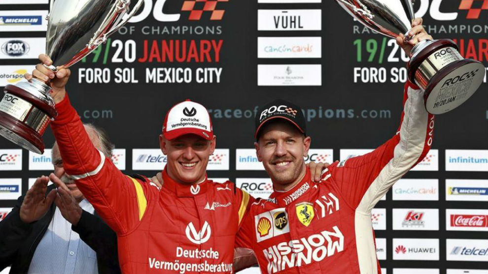 Vettel y Schumacher, compartiendo equipo en la carrera de campeones.