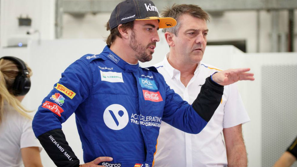 Fernando Alonso, durante los test de Bahrin.