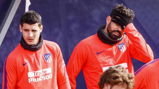 Costa y Morata, en un entrenamiento.