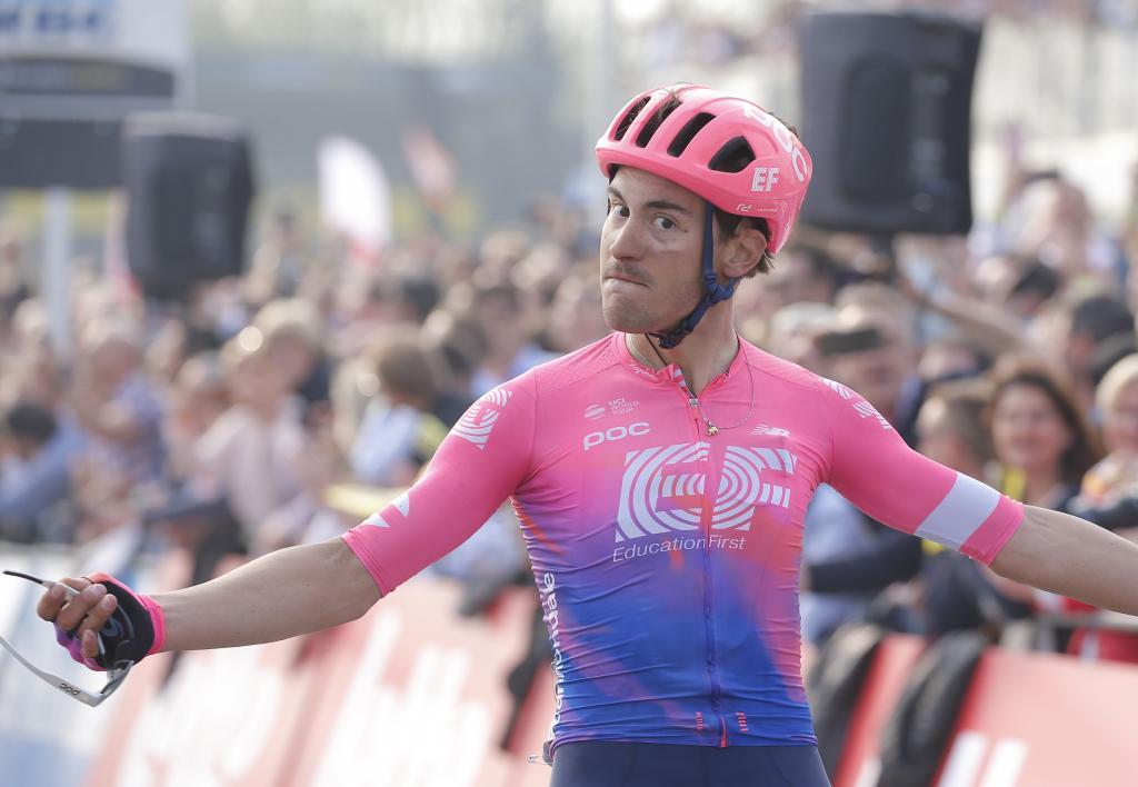 JW01. Oudenaard (Belgium), 07/04/2019.- Italian Alberto <HIT>Bettiol</HIT> of EF Education First Pro Cycling celebrates as he crosses the finish line to win the 103rd edition of the Ronde van Vlaanderen - Tour des Flandres - Tour of Flanders one day cycling race, 270,1km from Antwerp to Oudenaarde, Belgium, 07 April 2019. (Ciclismo, Bélgica, Amberes) EFE/EPA/JULIEN WARNAND