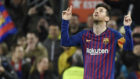 Messi seala al cielo tras el segundo gol al Atltico de Madrid.