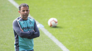 Calleja, durante un entrenamiento con el Villarreal.