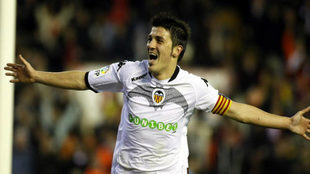 Villa celebra un gol frente al Villarreal.