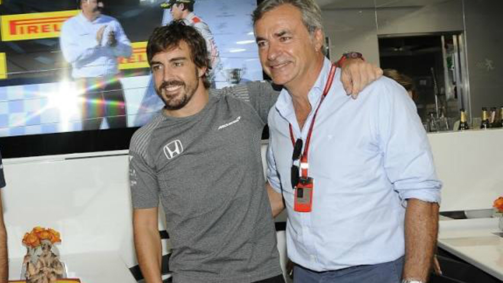 Sainz y Alonso, durante un gran premio de 2017.