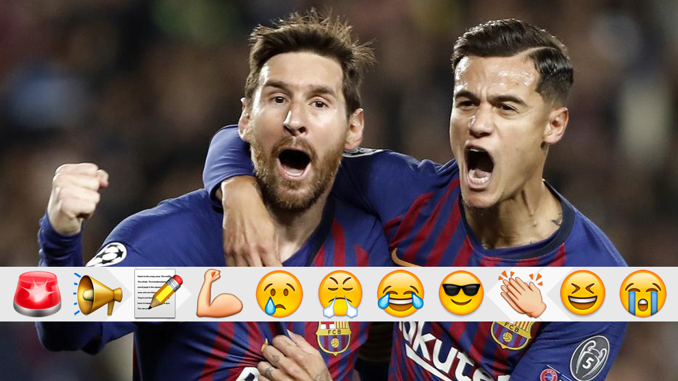 Messi y Coutinho celebran uno de los goles
