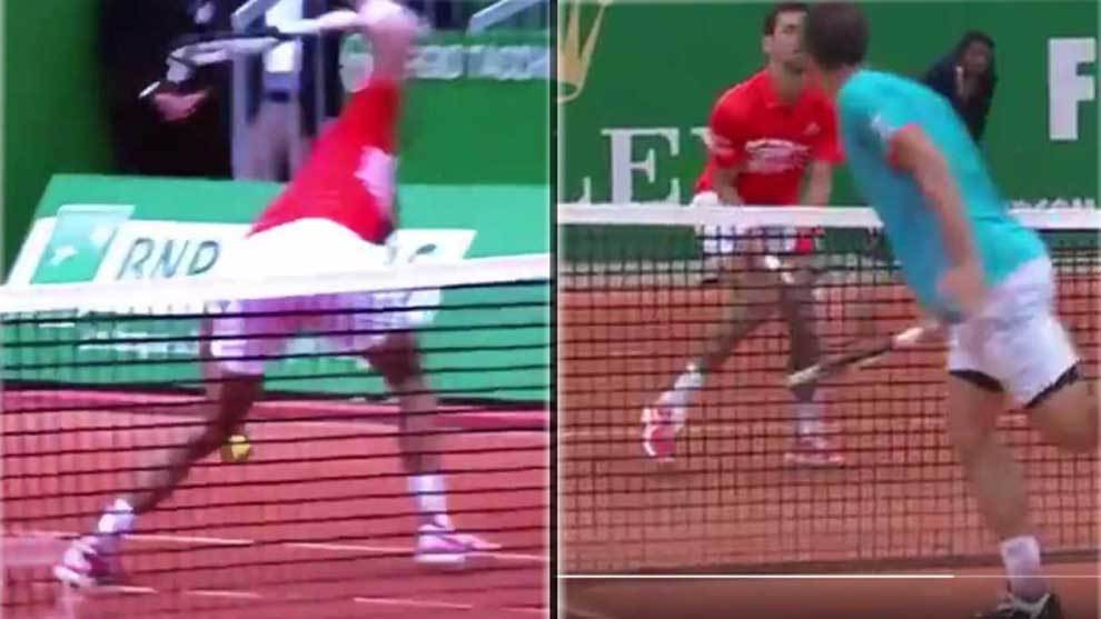 Novak Djokovic rompi una raqueta y recibi un pelotazo durante su...