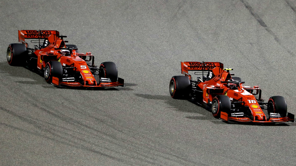 Leclerc, por delante de Vettel.
