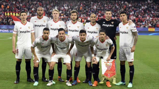 Alineacin del Sevilla frente al Bayern, con David Soria y Sarabia.