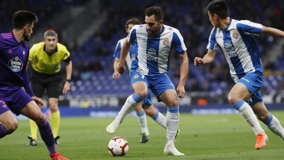 Borja Iglesias on the ball during the 1-1 draw against Celta Vigo on...