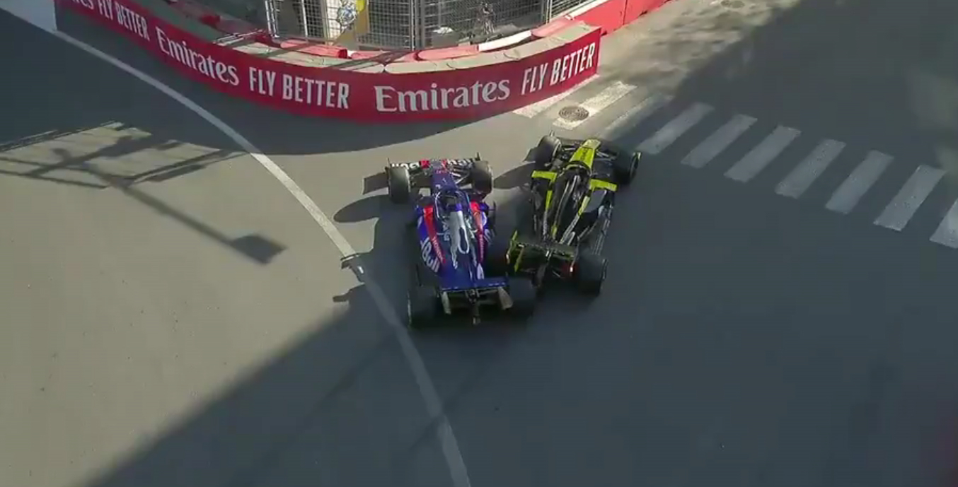 El choque entre Ricciardo y Kvyat.