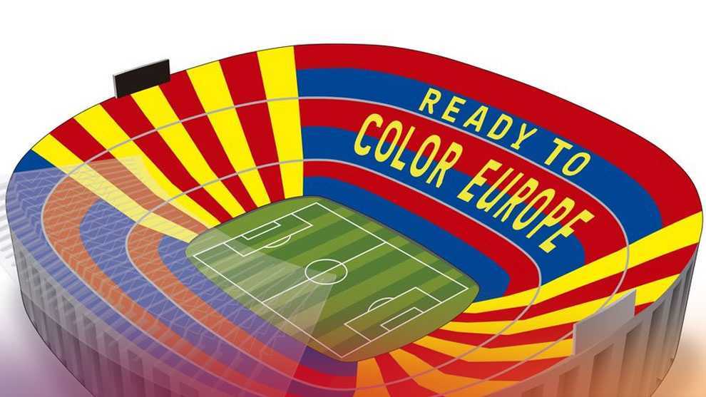 Image of the mosaic that will be at the Camp Nou for the Liverpool...
