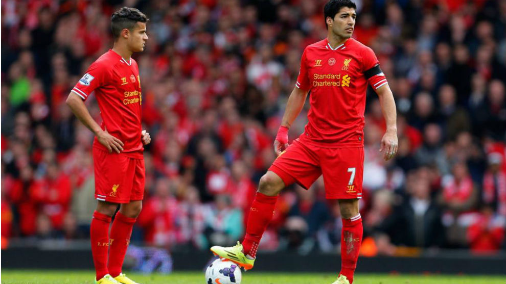 Coutinho and Luis Suarez together at Liverpool.