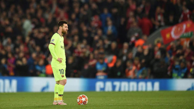 Lionel Messi after Liverpool&apos;s fourth goal on Tuesday night