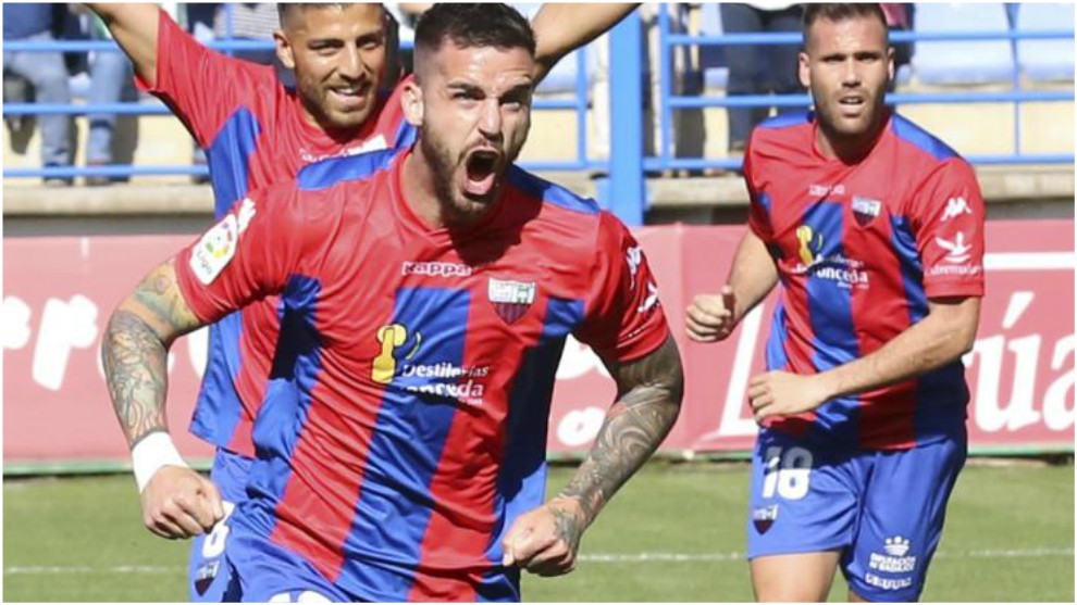 Borja Granero celebra el gol que le marc al Crdoba