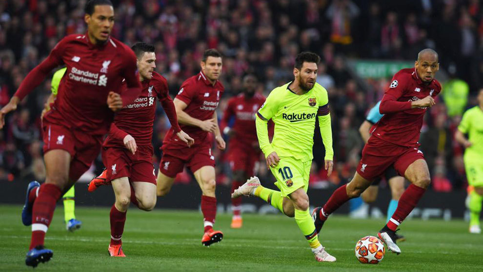 Leo Messi on the attack during Barcelona&apos;s semi-final defeat at...