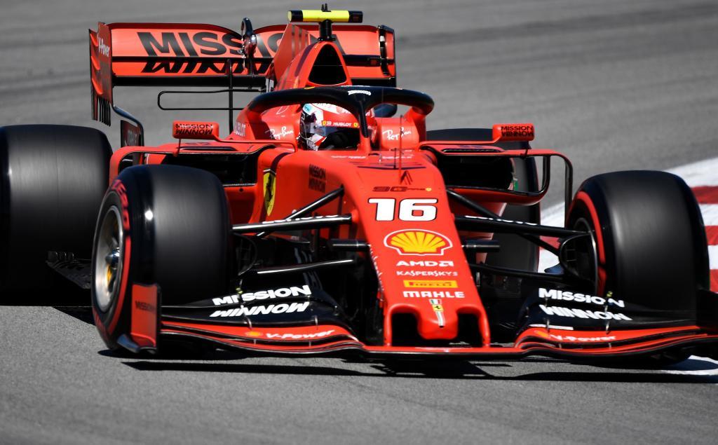 Ferraris Monegasque driver Charles <HIT>Leclerc</HIT> drives during the first practice session at the Circuit de Catalunya on May 10, 2019 in Montmelo on the outskirts of Barcelona ahead of the Spanish Formula One Grand Prix. (Photo by Pierre-Philippe MARCOU / AFP)