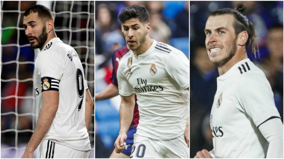 Benzema, Asensio y Bale, el tridente que deba tomar el relevo de la...