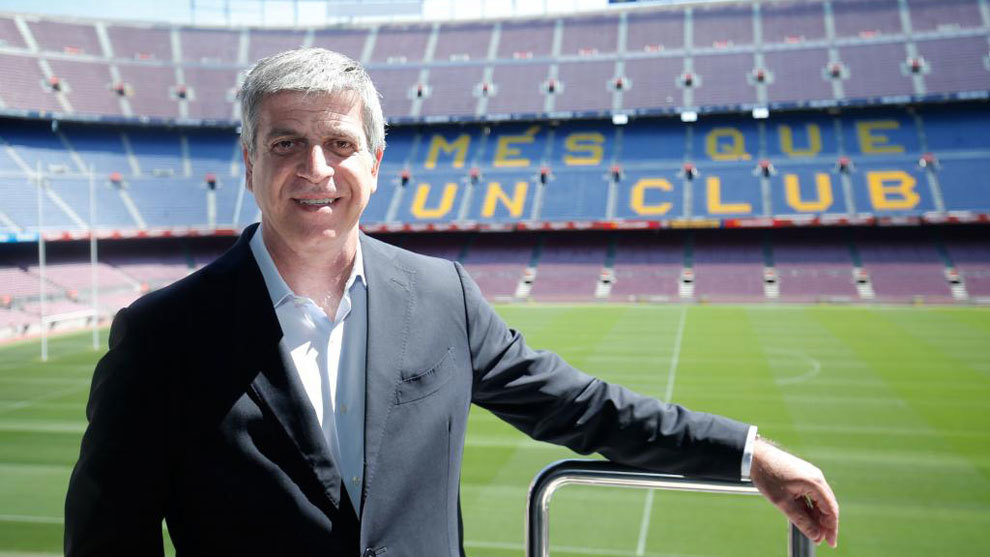 Jordi Mestre with the stands at the Camp Nou in the background.