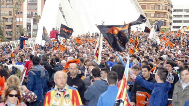 Aficin del Valencia durante uno de los actos del Centenario.
