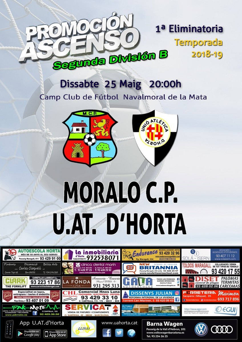 Cartel de la Uni Atltica d&apos;Horta anunciando su partido contra el...