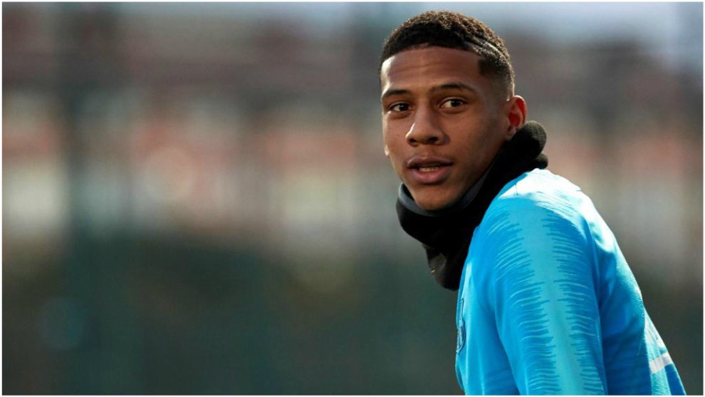 Jean-Clair Todibo during a Barcelona training session.