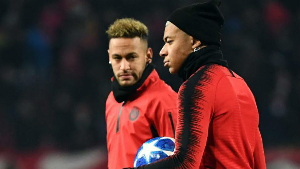 Mbapp y Neymar, antes de un partido de Champions.