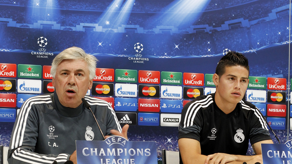 Carlo Ancelotti and James Rodriguez during their time together at Real...