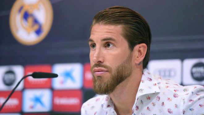 Sergio Ramos during the press conference.