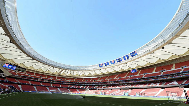 Imagen panormica del Wanda Metropolitano engalanado para la final de...