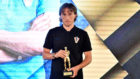 Luka Modric, tras recoger el premio de mejor jugador de Croacia.