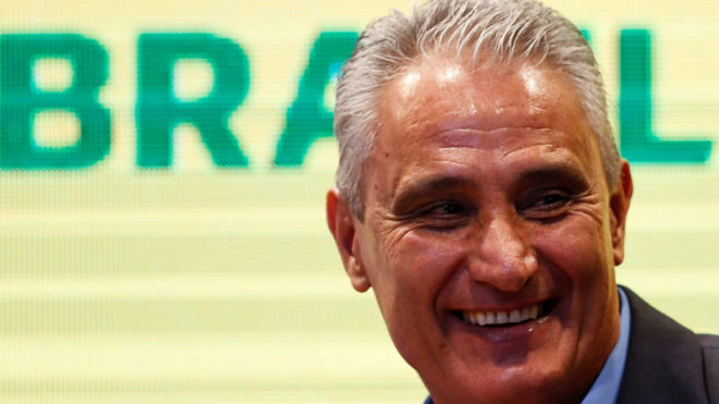 Tite during his press conference in Terespolis.