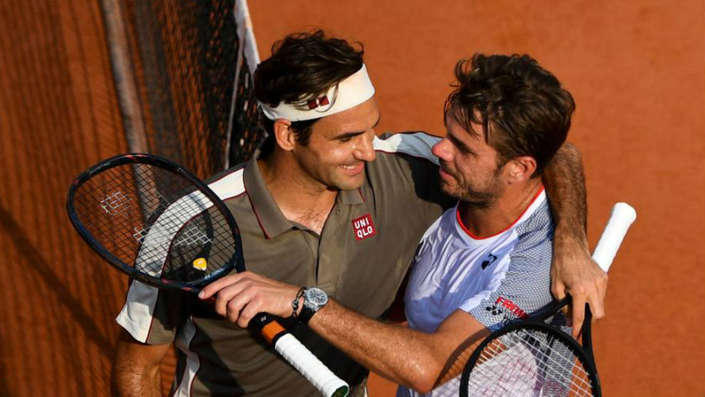 Federer se abraza con Wawrinka