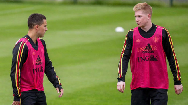 Hazard and De Bruyne are together on international duty for Belgium.