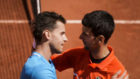 Thiem y Djokovic se saludan en la red