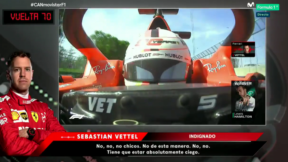 Sebastian Vettel habla al final de la carrera.