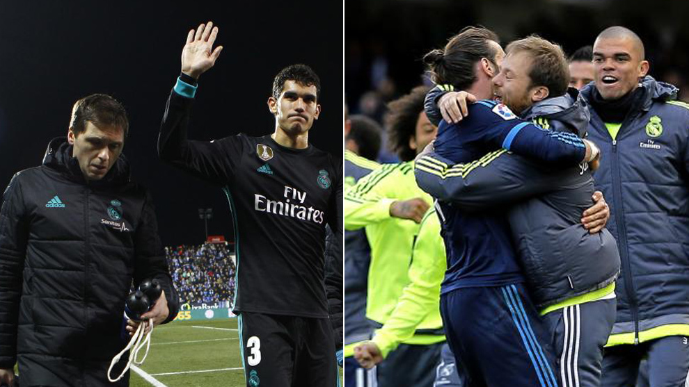 Vctor Fonseca alongside Jesus Vallejo; and Gareth Bale embracing...