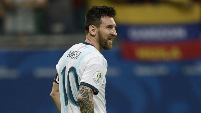 Messi, en un momento del partido contra Colombia.