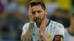 Messi, resignado tras el partido.