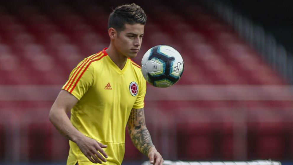 James Rodriguez during a training session with the Colombian national...
