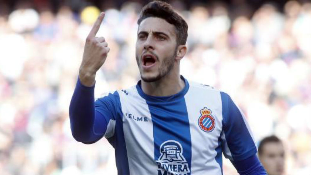 Hermoso celebra un gol del Espanyol.