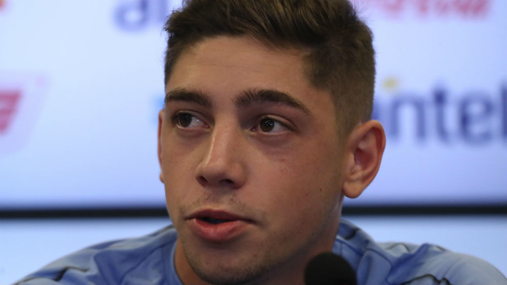 Fede Valverde in a press conference whilst with Uruguay.