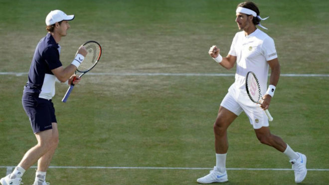 Andy Murray y Feliciano Lpez celebran un punto