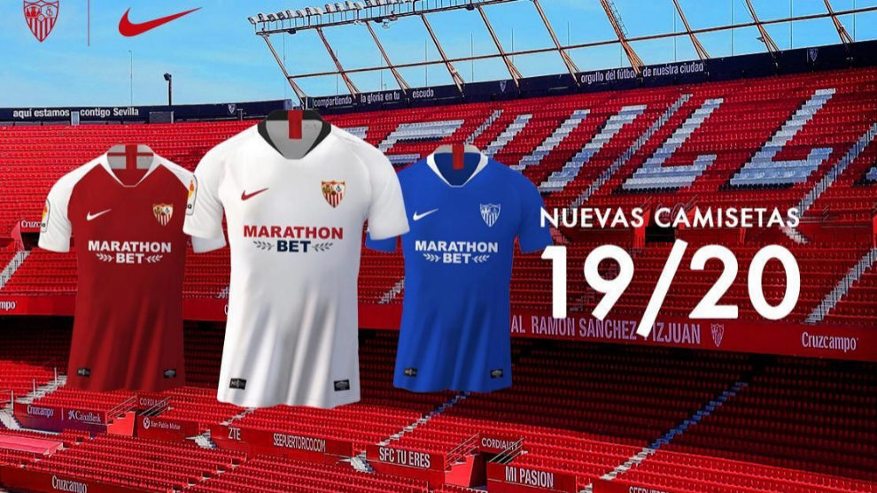 Las tres camisetas con las que jugar el Sevilla en la 2019-20